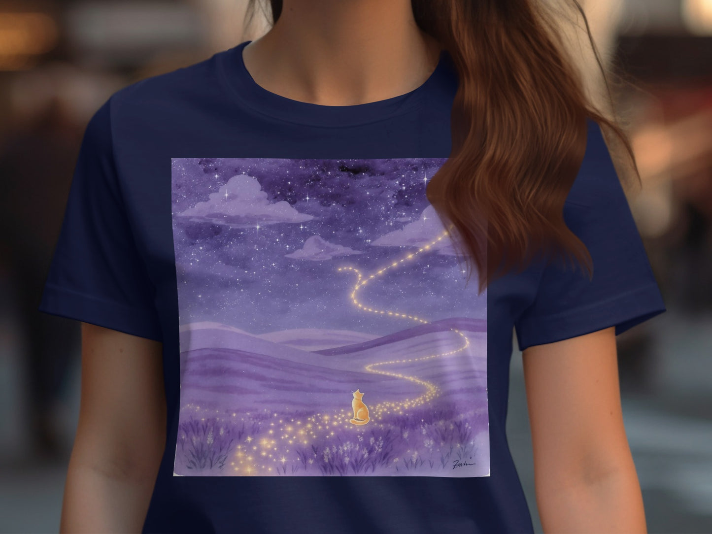 Enchanting Night Sky Pathway Illustration Shirt product