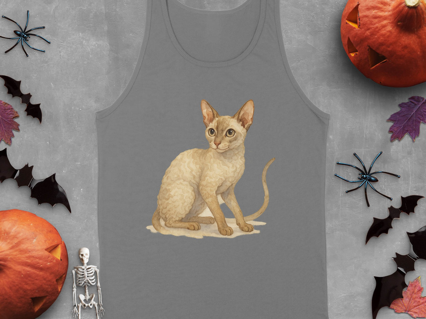 Vintage Cat Illustration on Grey Tank Top product