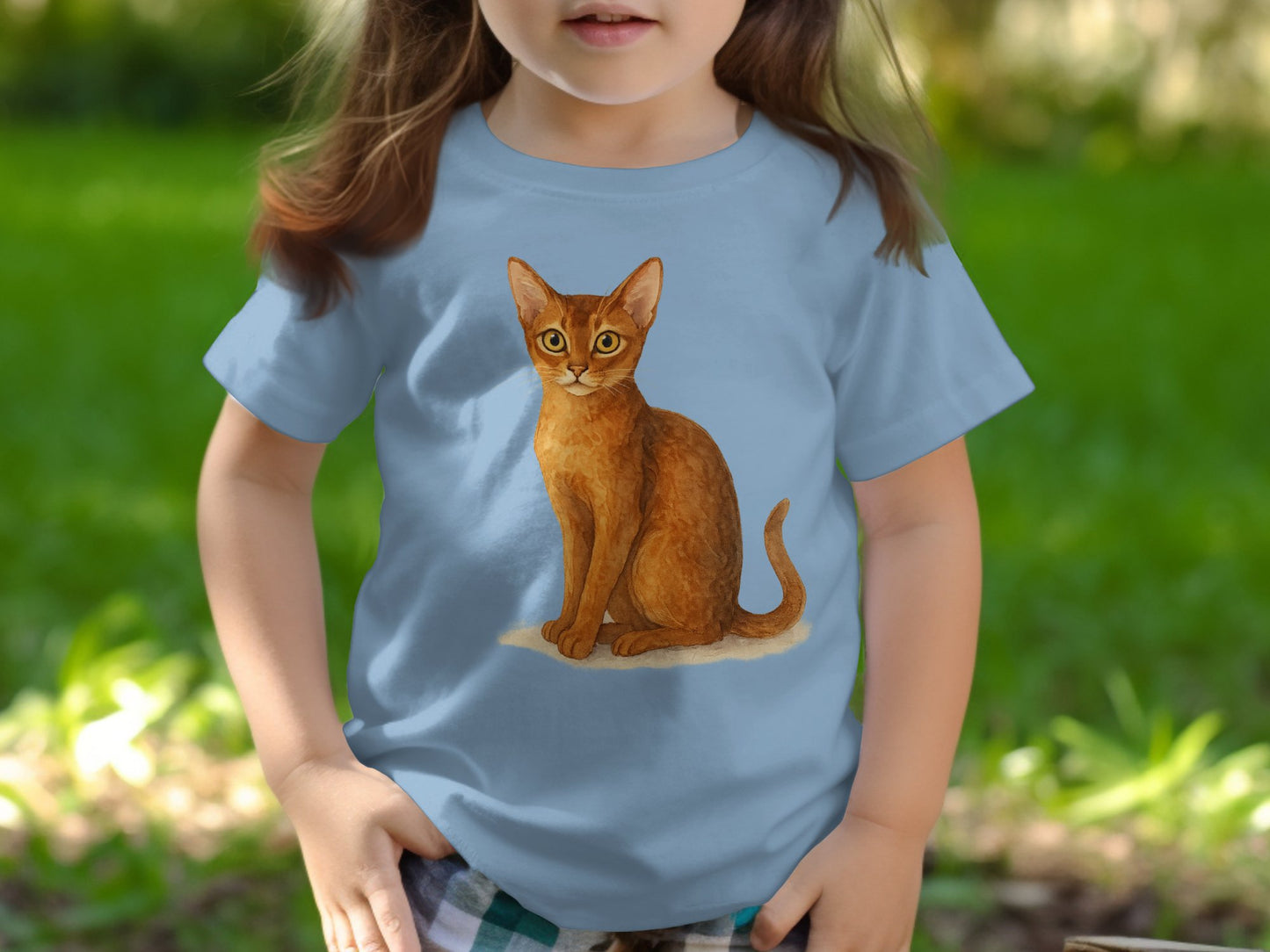 Cute Cat Graphic on Light Blue Shirt product type