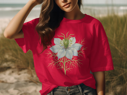 Beautiful White Flower Printed Red Casual Shirt product type