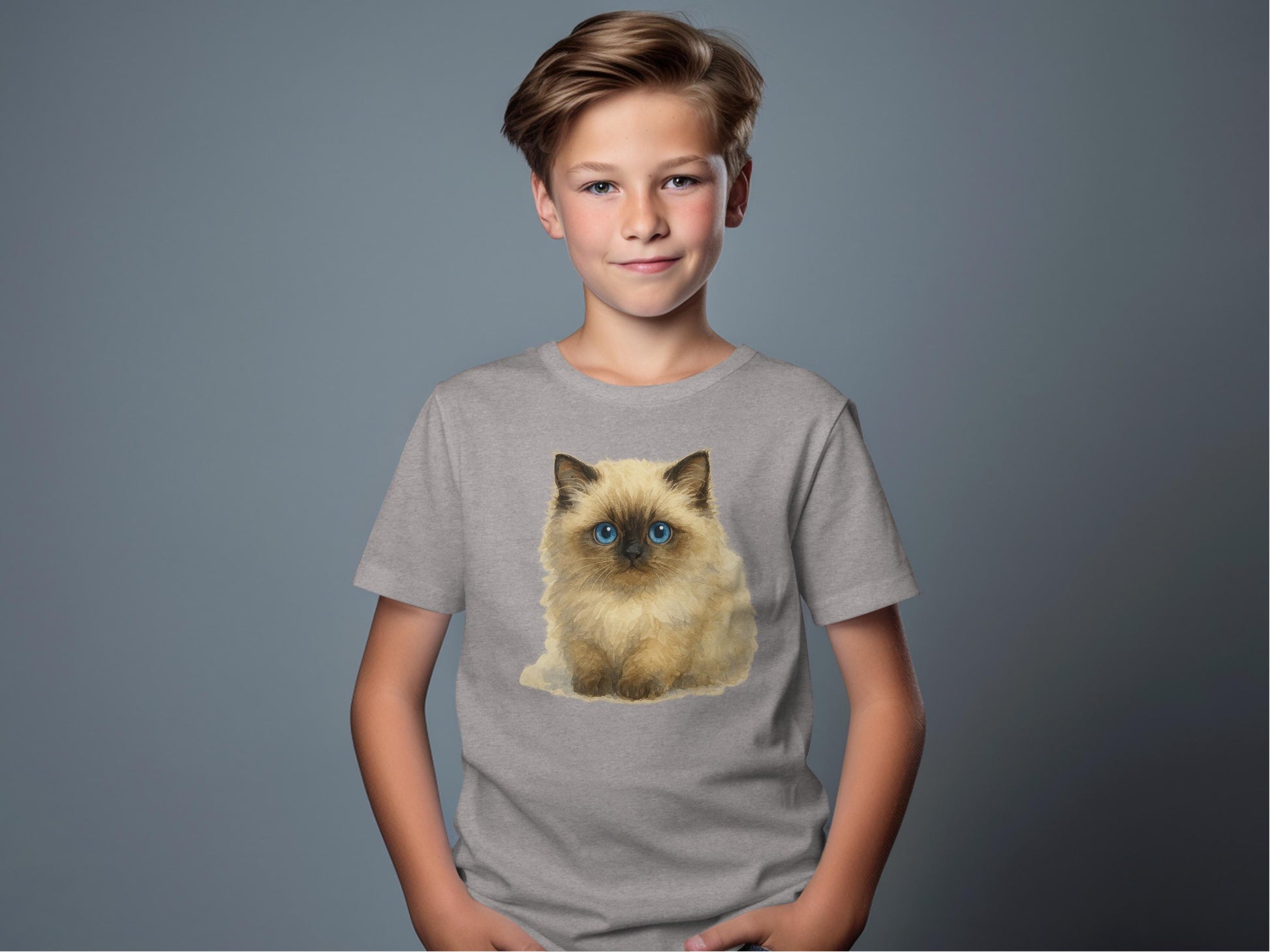 Adorable Blue-Eyed Fluffy Cat Graphic Shirt product type