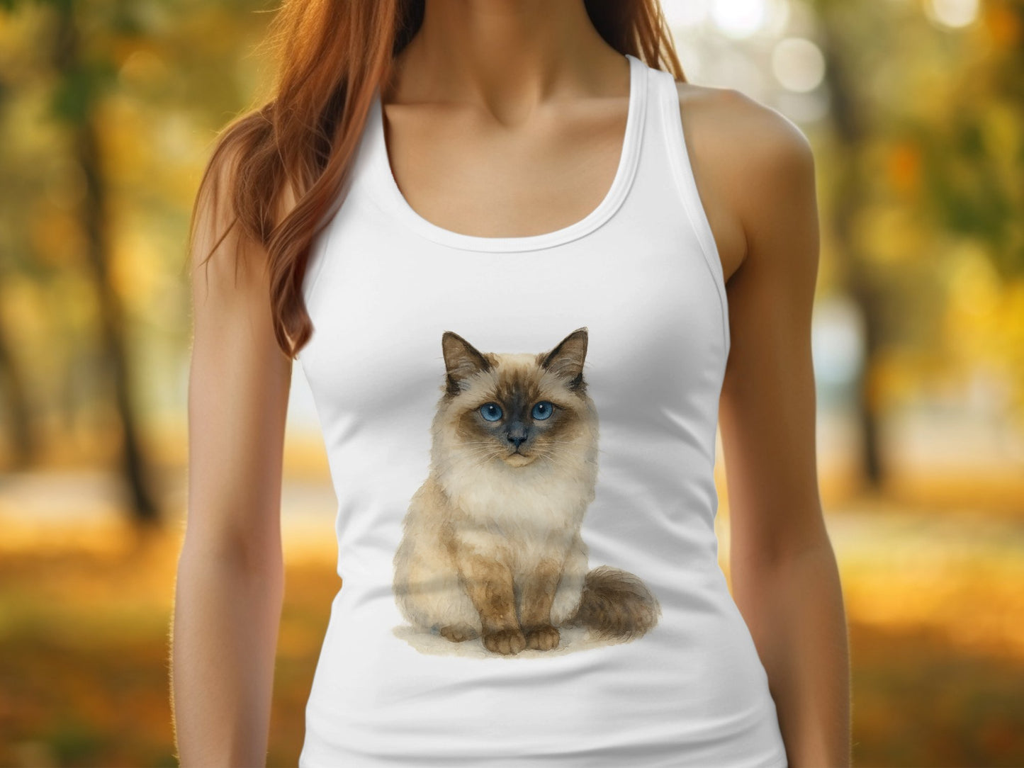 Adorable Blue-Eyed Cat Print Design Tank Top product