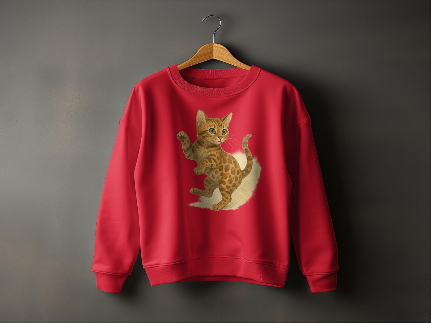Adorable Kitten Print on Red Cozy Sweatshirt product