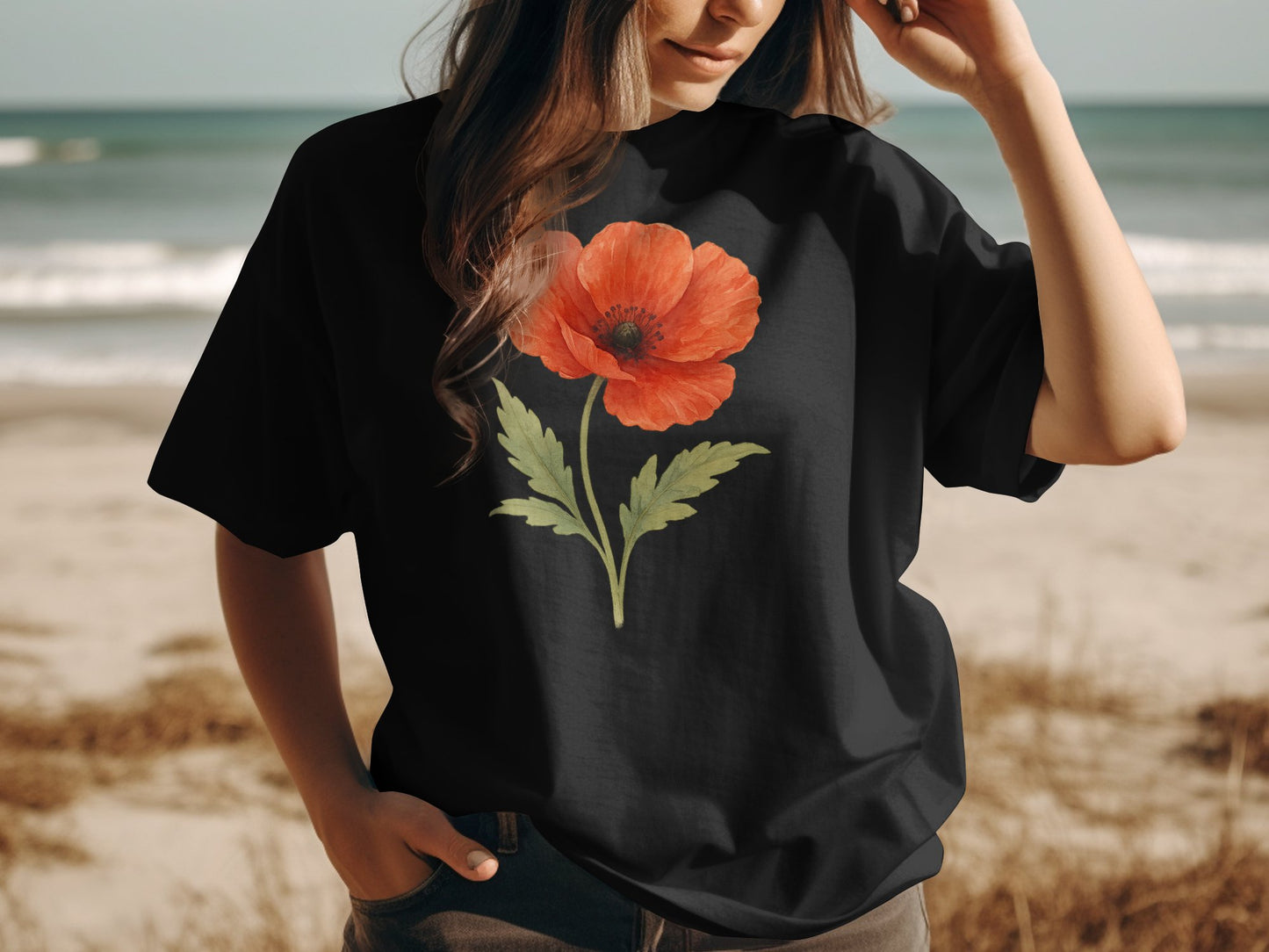 Red Poppy Flower Graphic Tee Beachwear product type