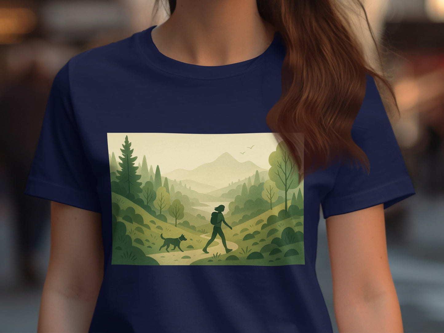 Scenic Hiking Trail with Dog Graphic T-Shirt product