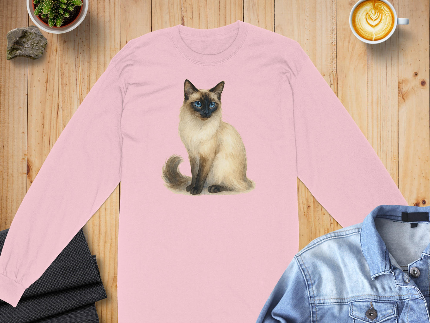 Charming Cat Printed Long Sleeve Shirt product type