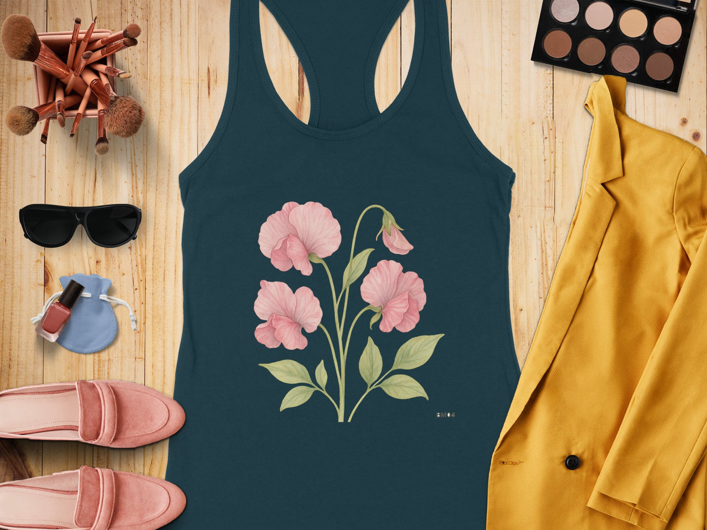 Floral Design Sleeveless Top Casual Tank product