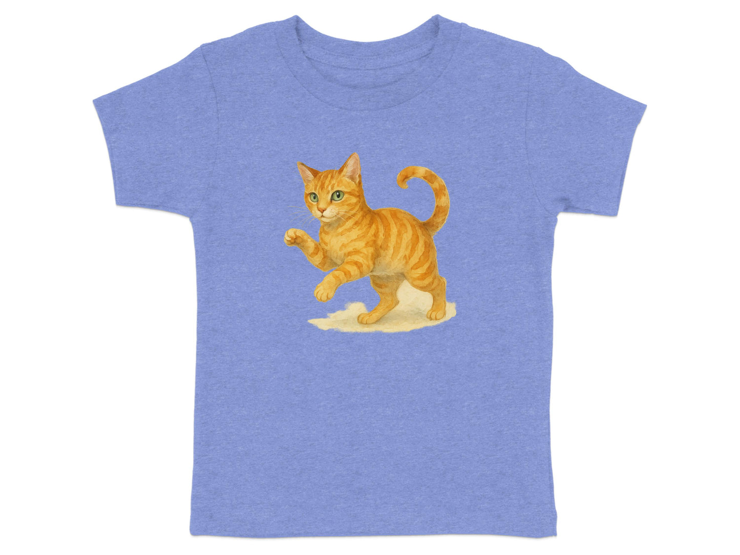 Cute Orange Cat Artwork on Blue T-shirt product