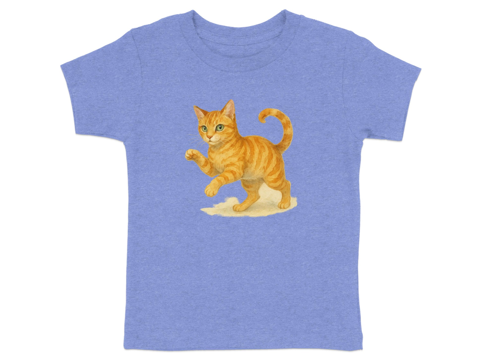 Cute Orange Cat Artwork on Blue T-shirt product