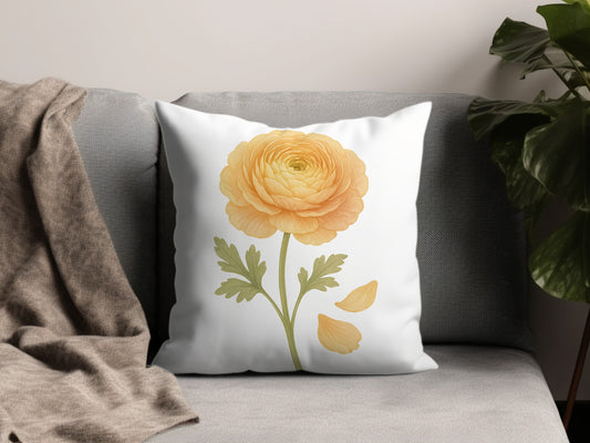 Elegant Yellow Flower Print Decorative Throw Pillow product