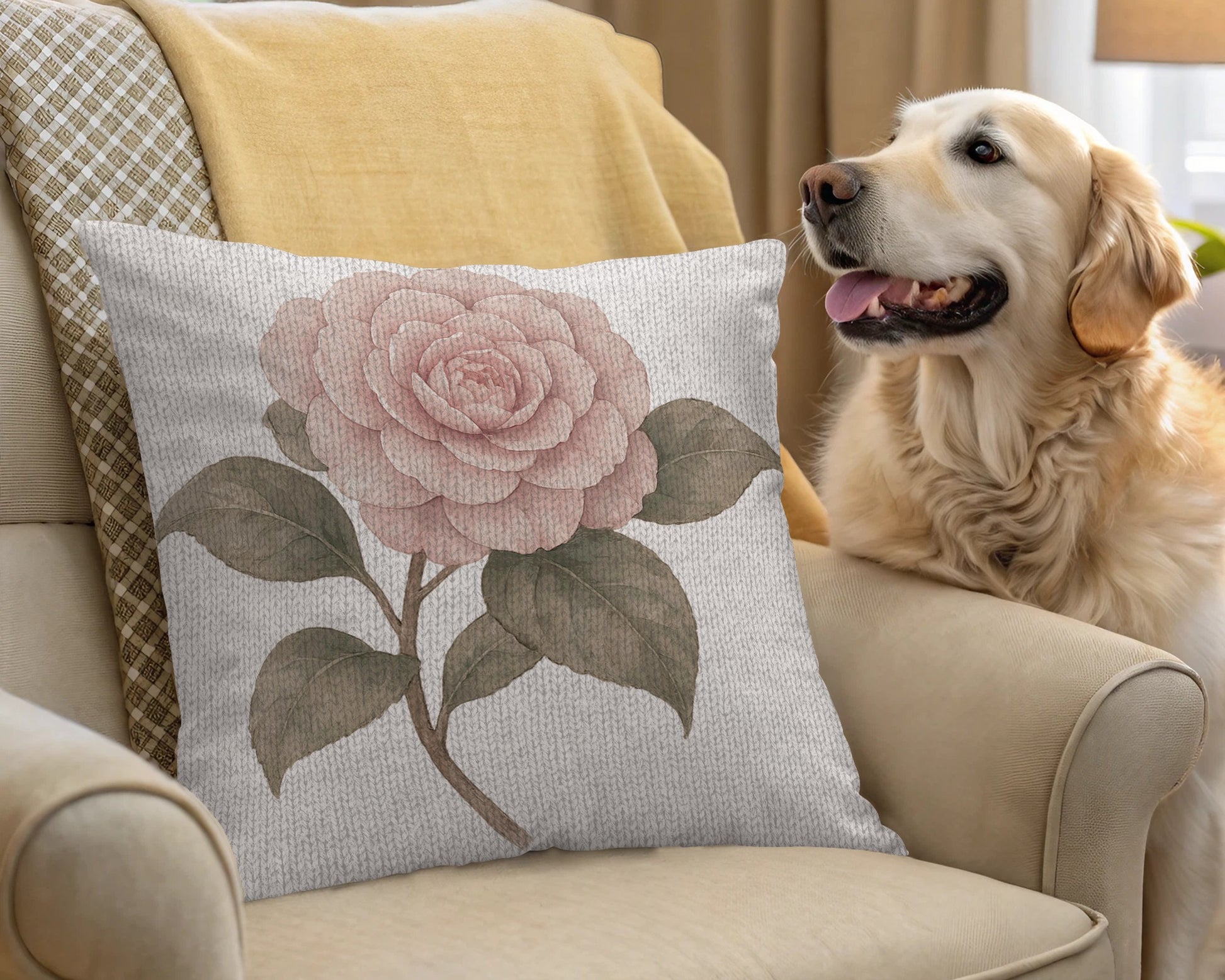 Elegant Rose Print Decorative Throw Pillow product