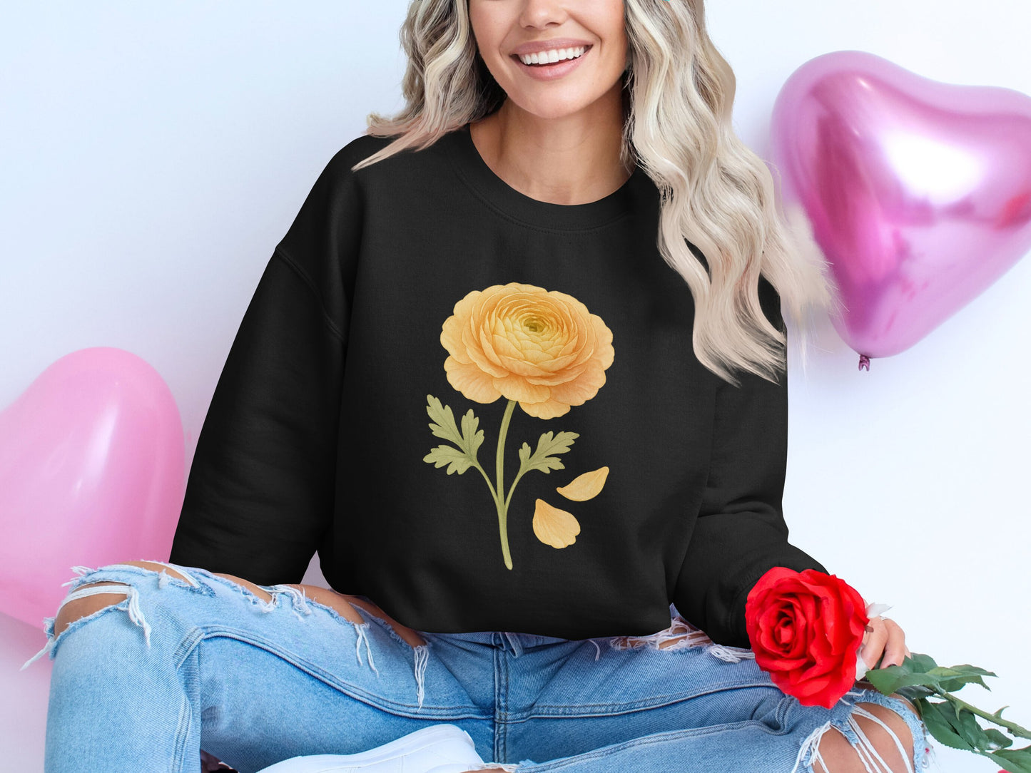 Floral design sweatshirt with a bright flower product