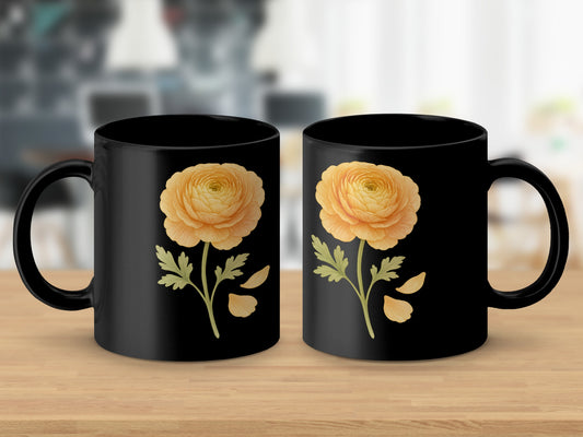 Elegant Floral Design on Black Background Mug product type