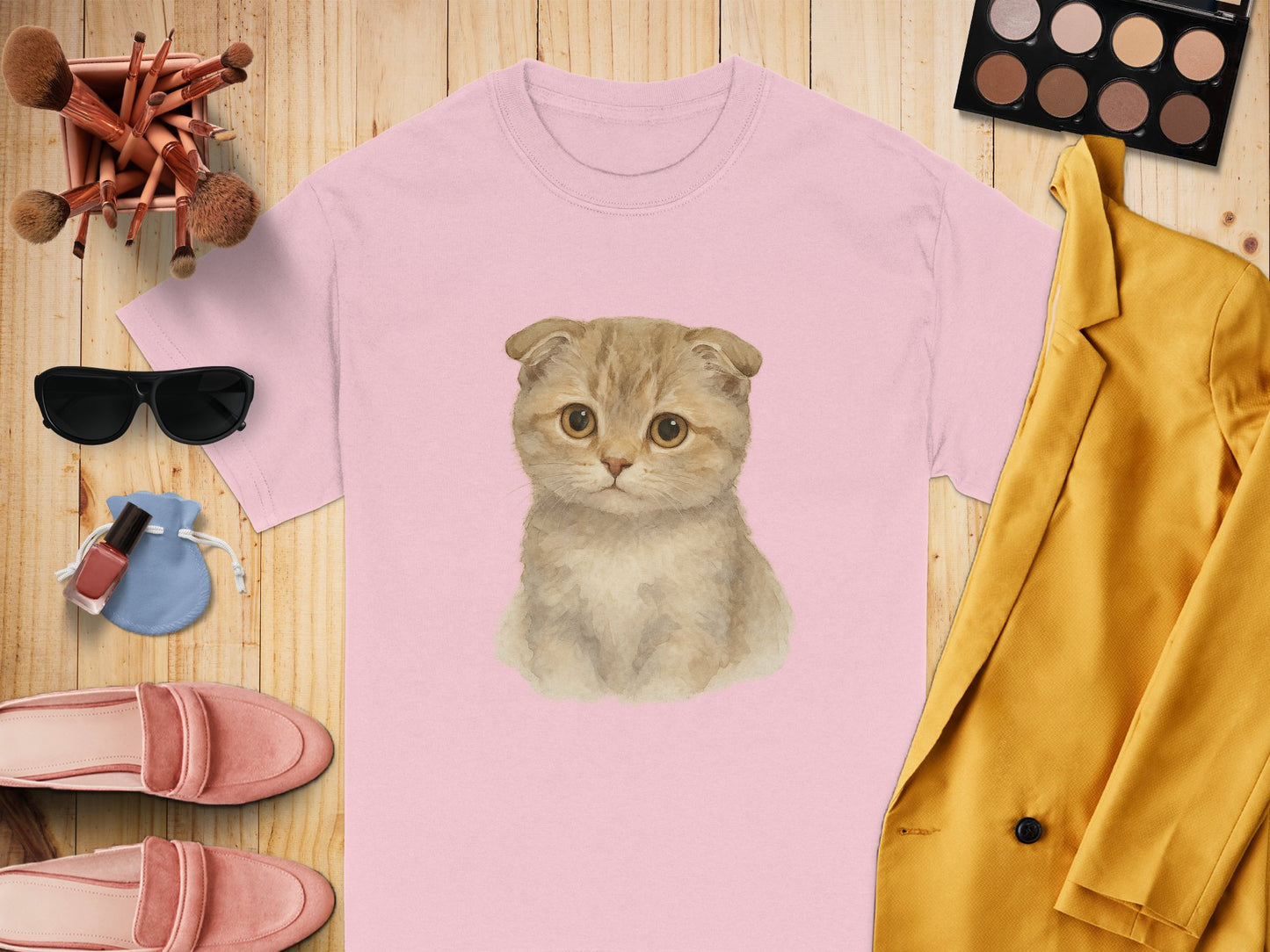 Cute Kitten on Pink T-Shirt Unique Fashion Product