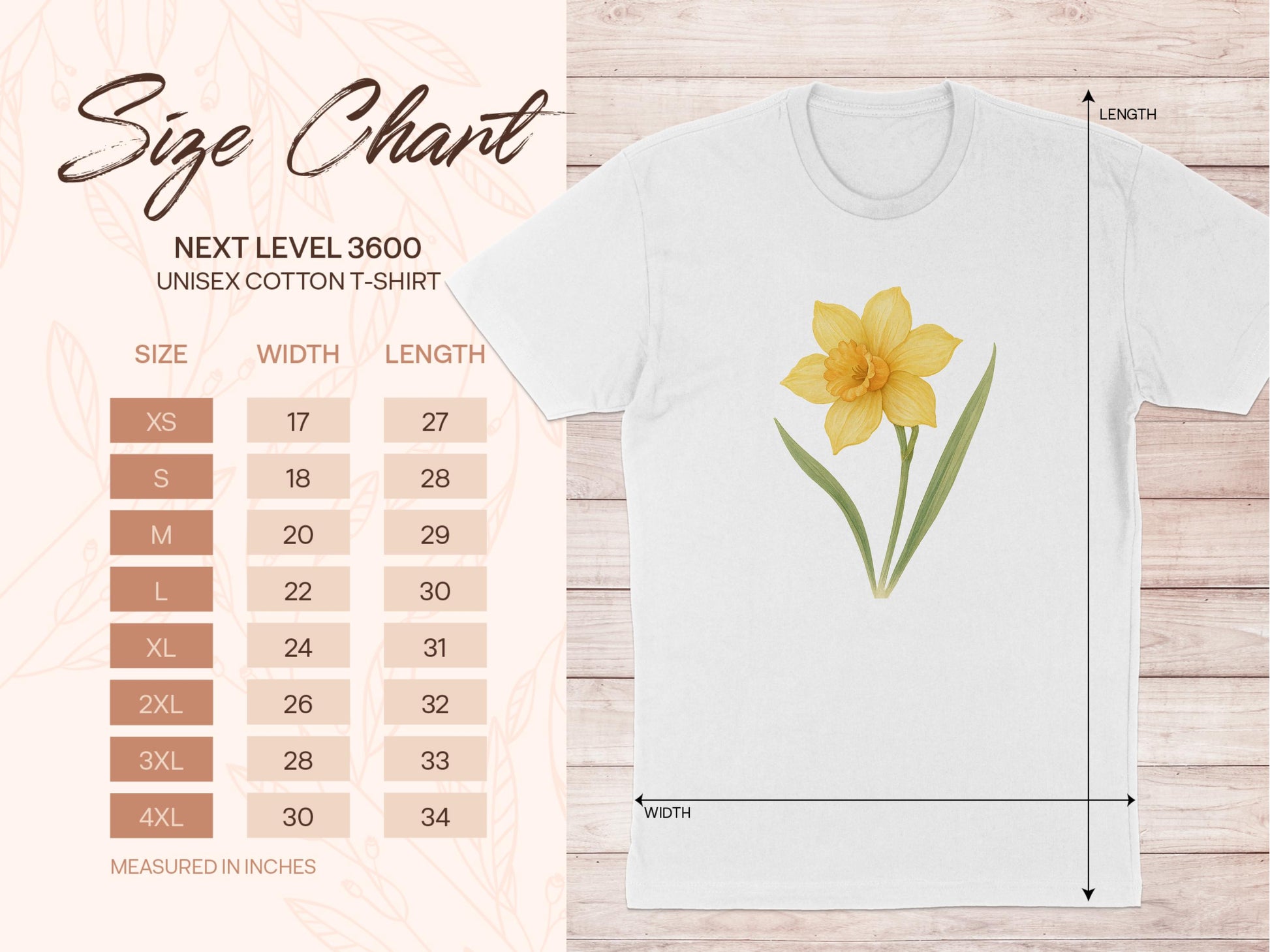 Daffodil Graphic on White Unisex Cotton T-shirt product type