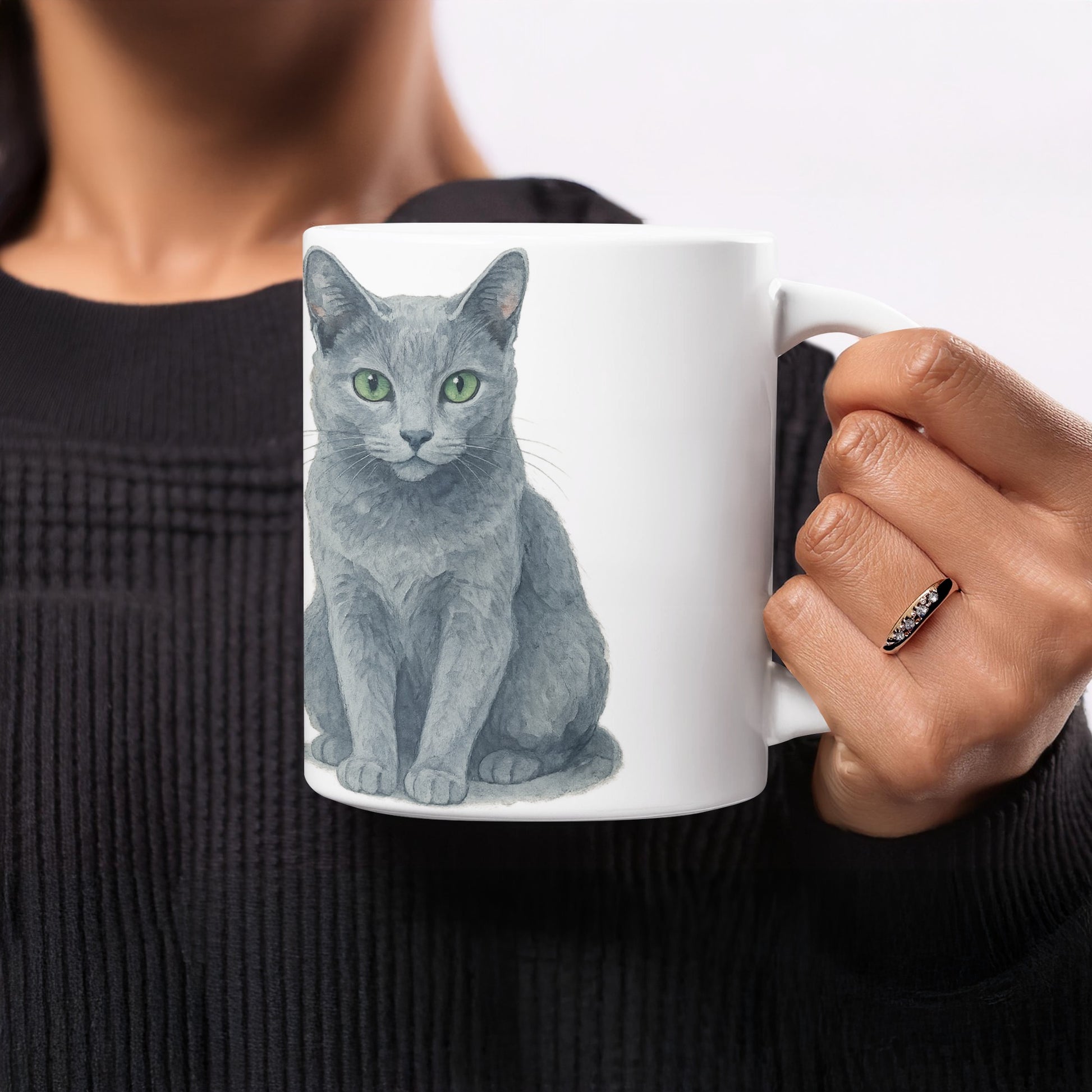 Realistic Gray Cat Art Personalized Mug product