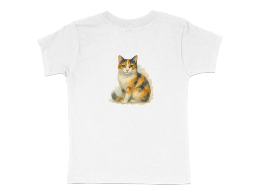Cute Cat Design White Kids T-Shirt Clothing Product