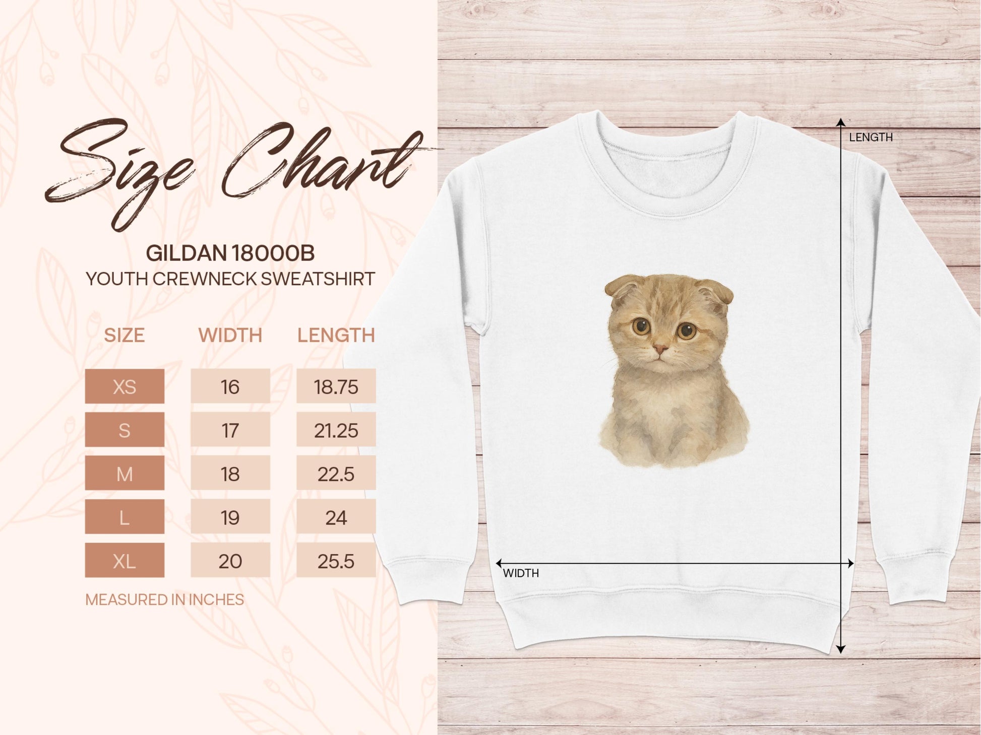 Youth Crewneck Sweatshirt with Cute Cat Print product type