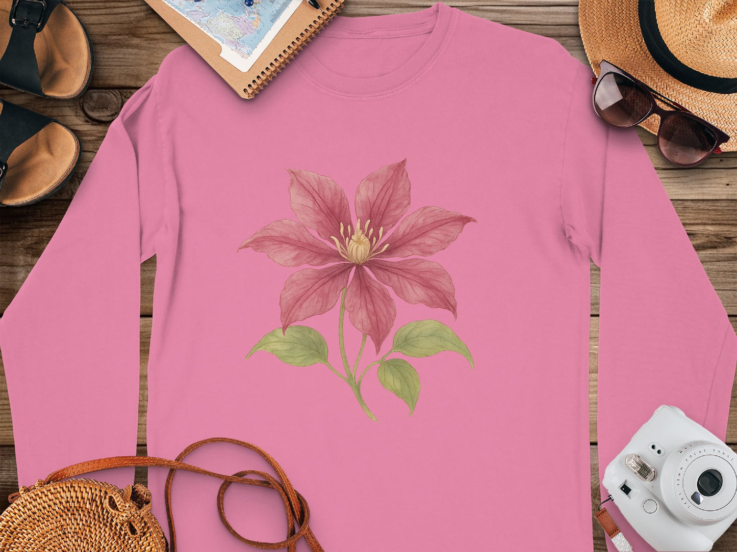 Pink Long Sleeve Shirt with Floral Design product
