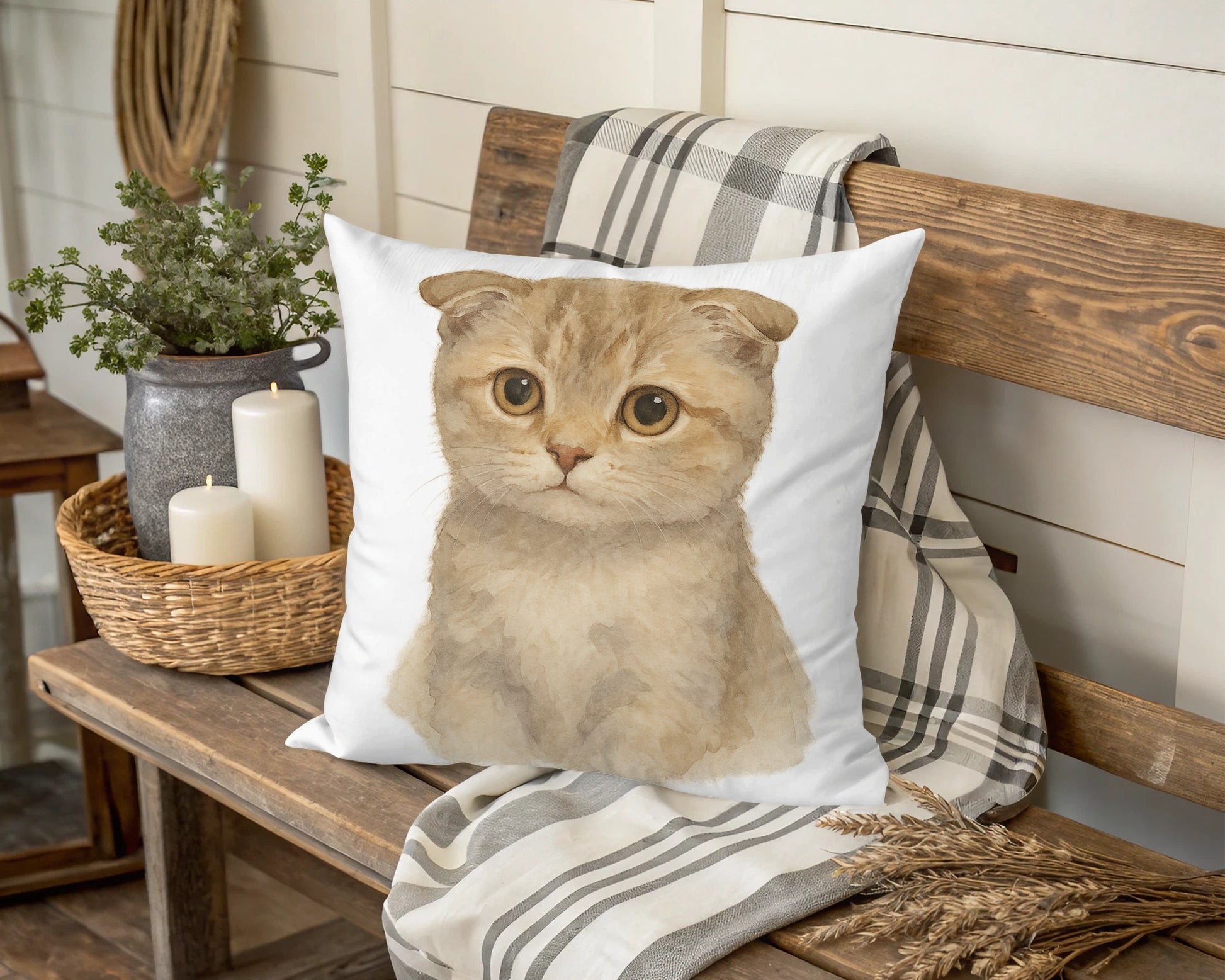 Adorable Scottish Fold Cat Print Pillow product type