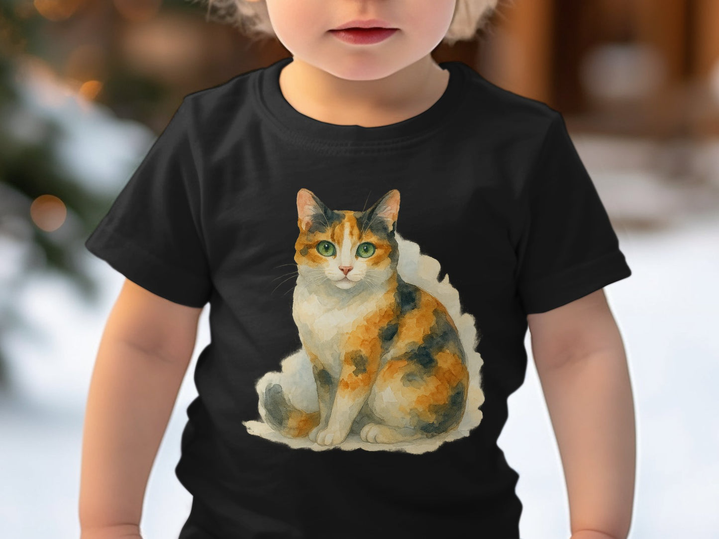 Adorable Cat Print For Kids Black Shirt product