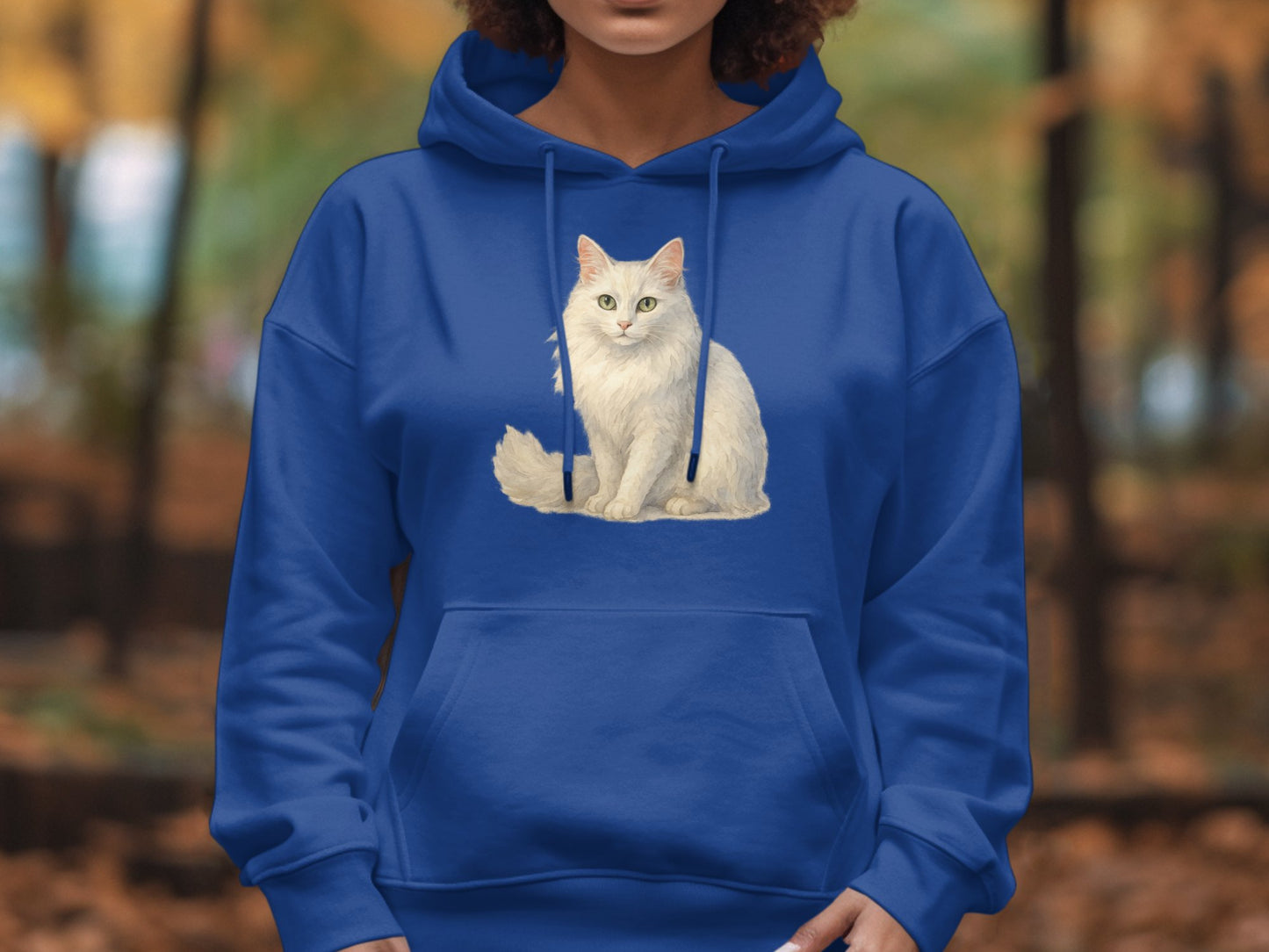Blue Hoodie with White Cat Print product type