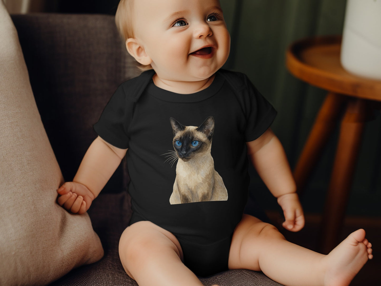 Adorable Baby Onesie Featuring Siamese Cat Design product