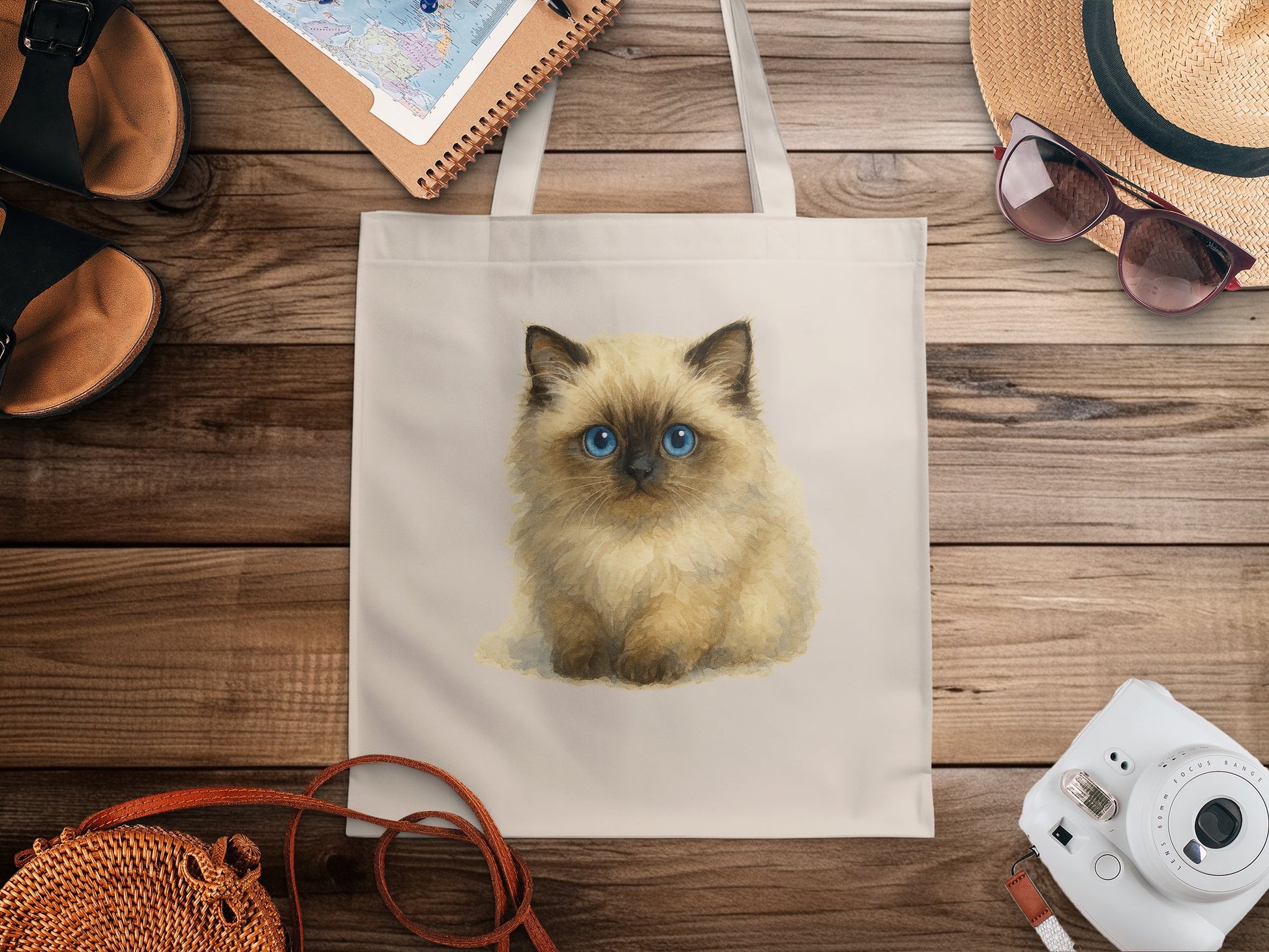 Cute Kitten with Blue Eyes Design on Tote Bag product