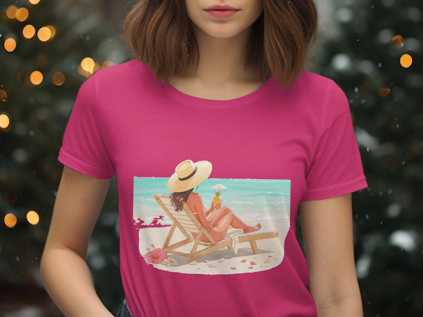 Relaxing Beach Scene Pink Women's T-Shirt product type