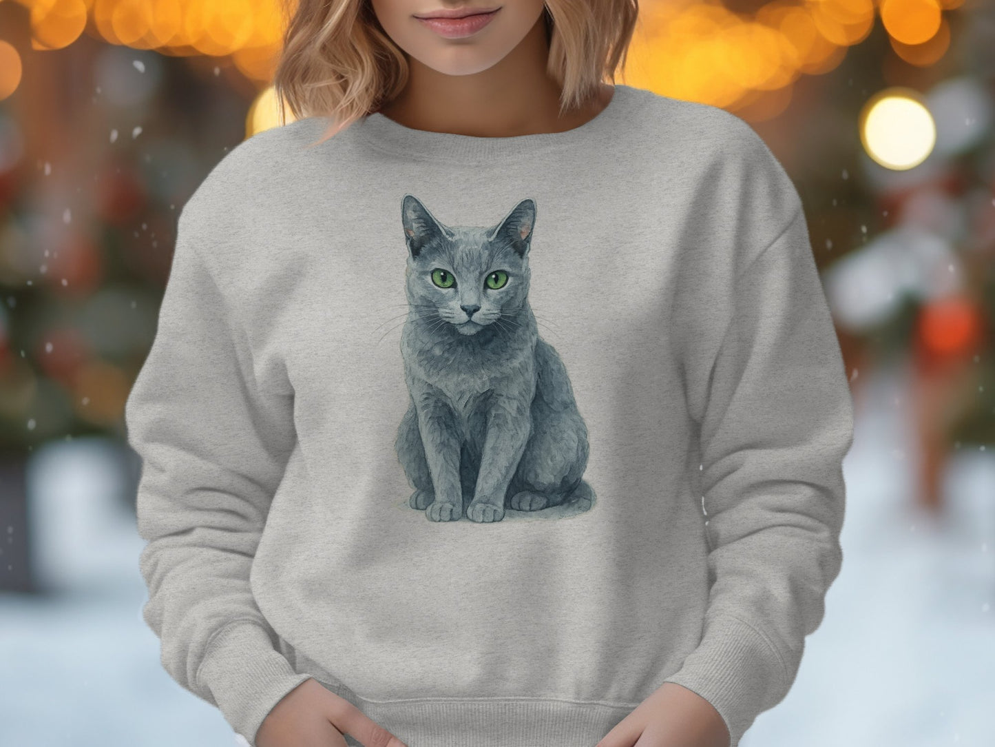 Cute Green-Eyed Gray Cat Sweater Perfect Gift product