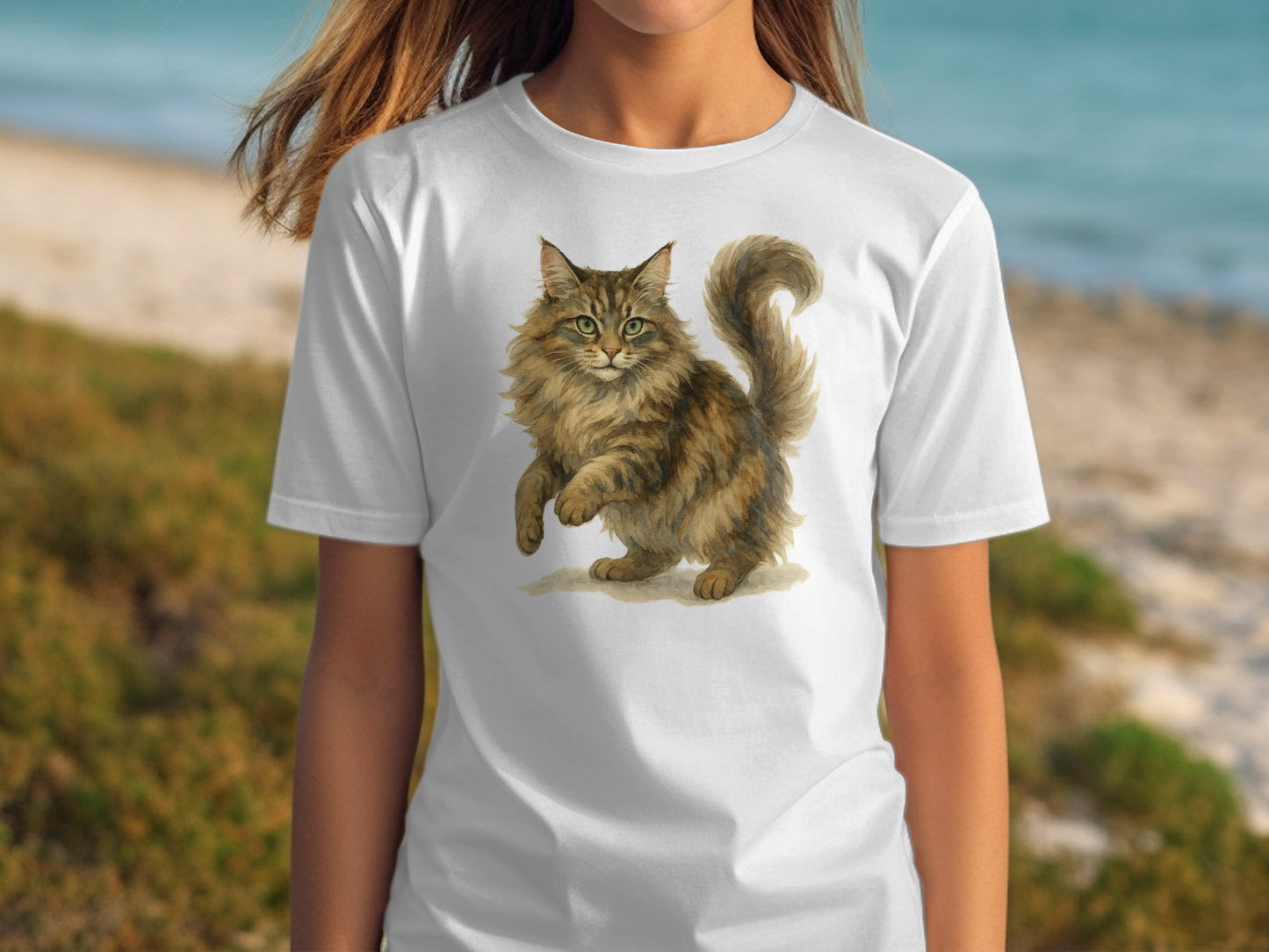Adorable Fluffy Cat Printed Graphic T-shirt product
