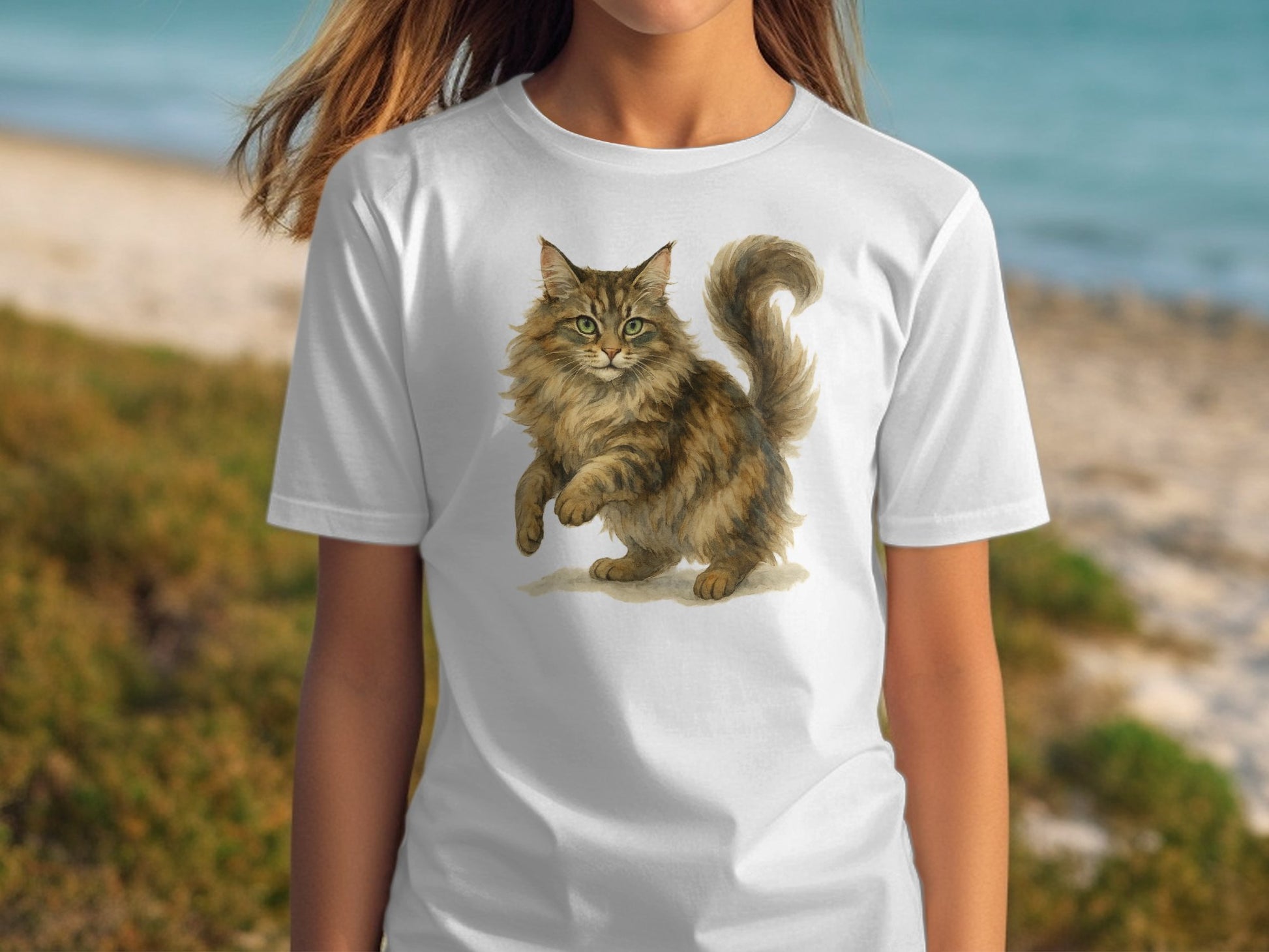 Adorable Fluffy Cat Printed Graphic T-shirt product