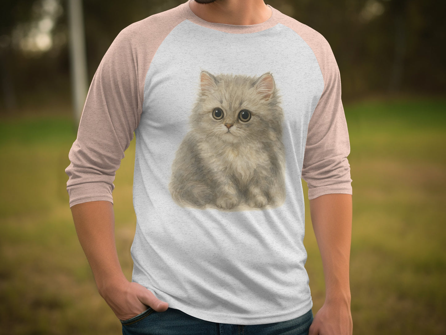 Cute Kitten Graphic Printed for 3/4 Sleeve Raglan product type