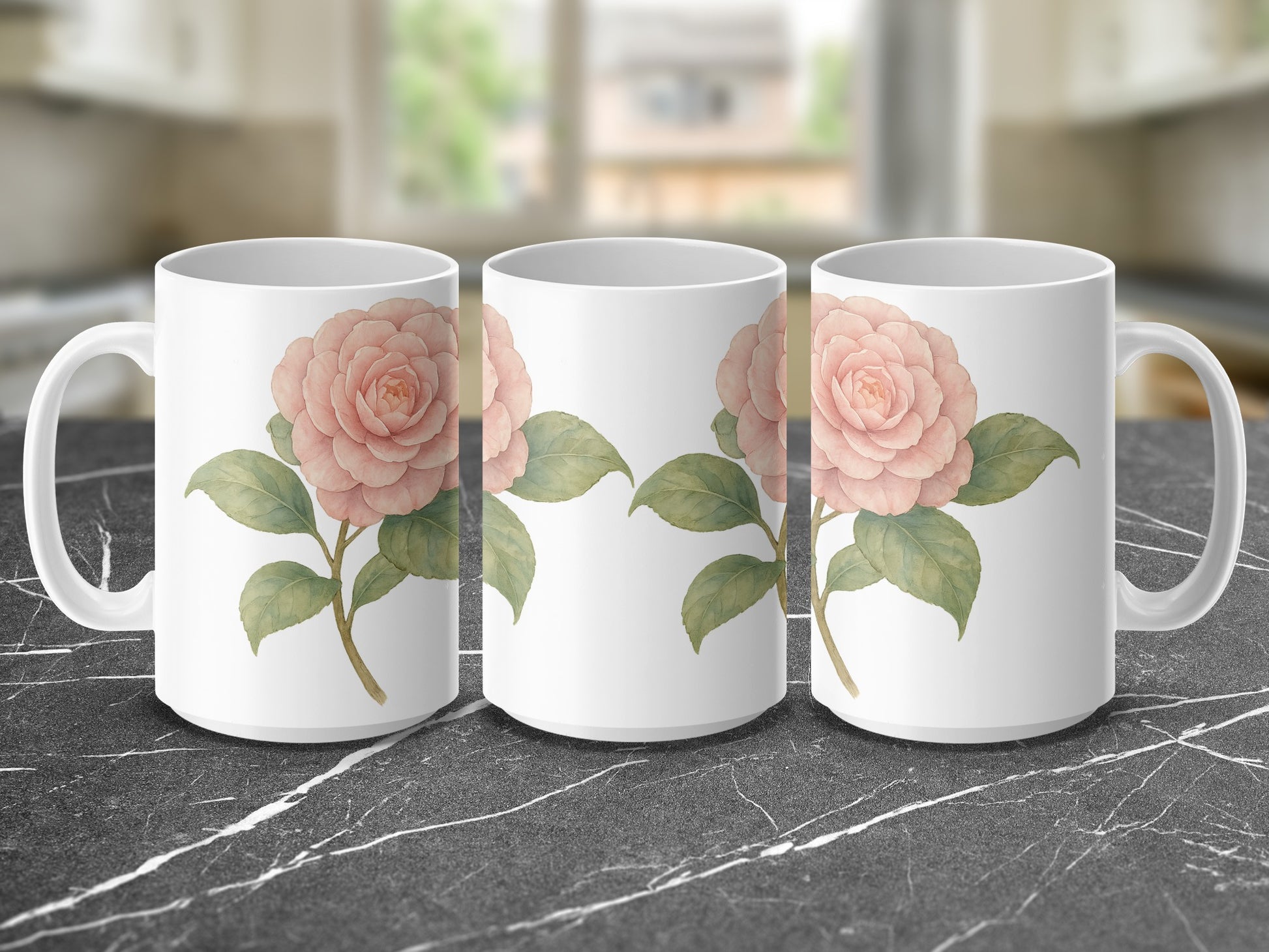 Elegant Floral Design White Ceramic Mug product type