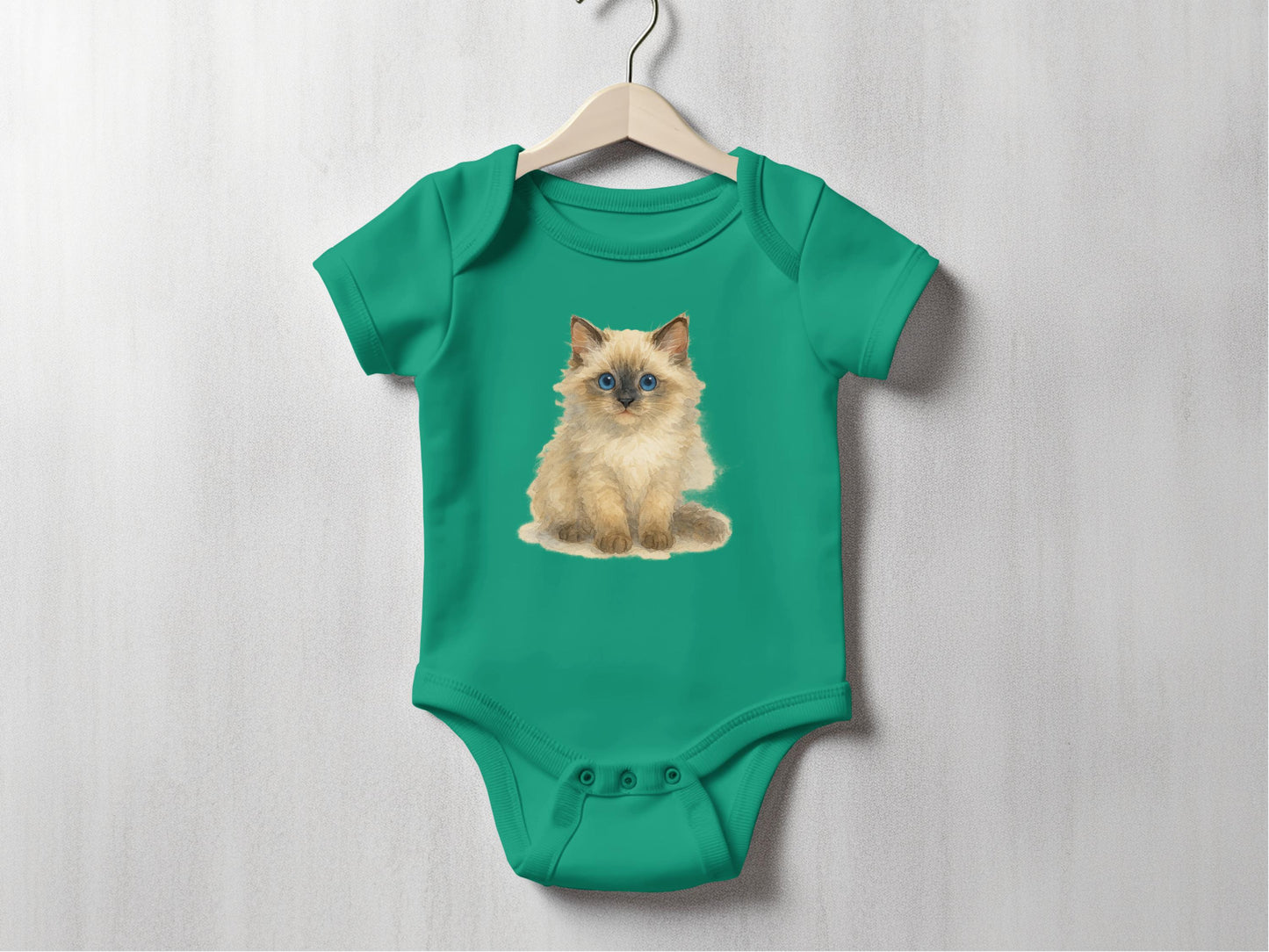 Cute Kitten Print Green Baby Onesie product type