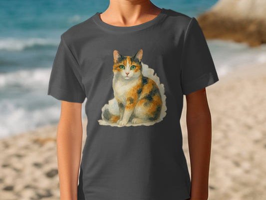 Artistic Calico Cat Graphic on T Shirt Product Type