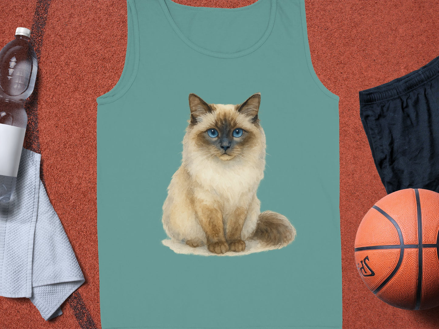 Cute Blue-Eyed Cat Artwork on Trendy Tank Top product type