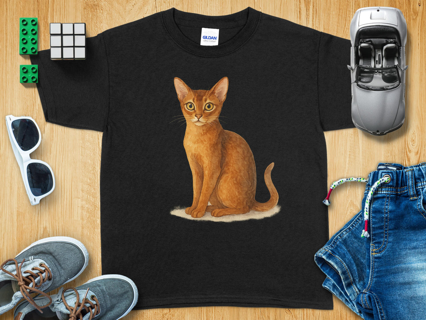 Cute Orange Cat Graphic T-Shirt Kids Apparel Product