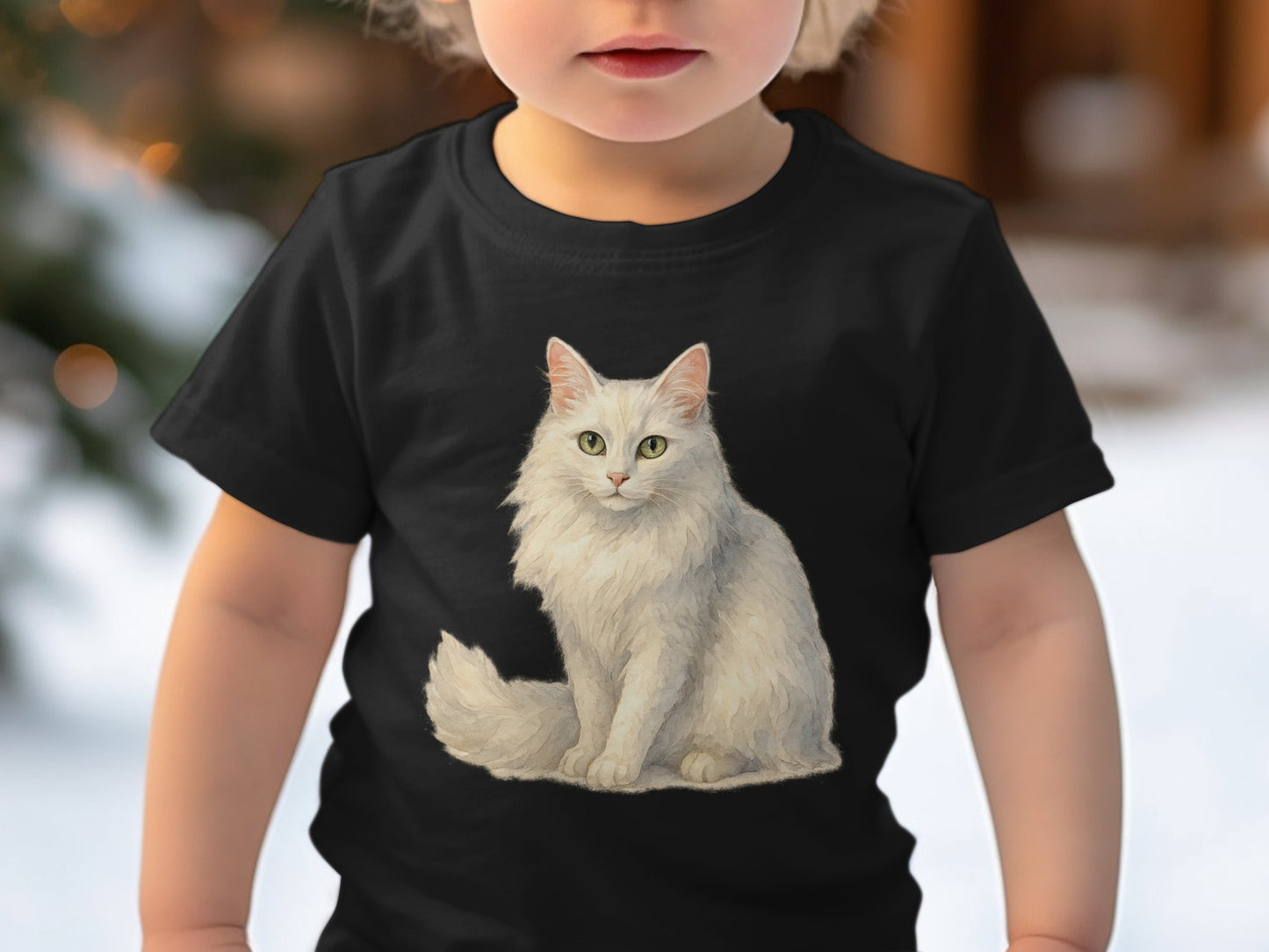 Cute Fluffy White Cat Graphic T-shirt product