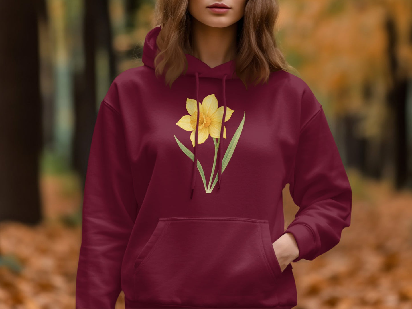 Floral Design Hoodie with Yellow Daffodil product type