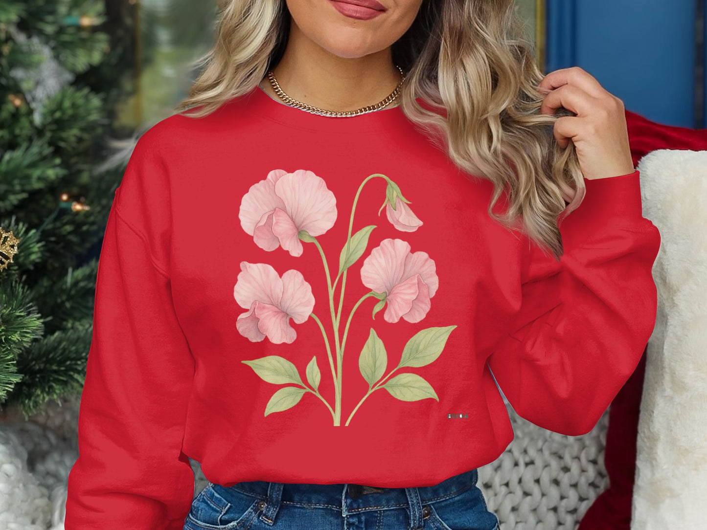 Beautiful Red Long Sleeved Botanical Print product type