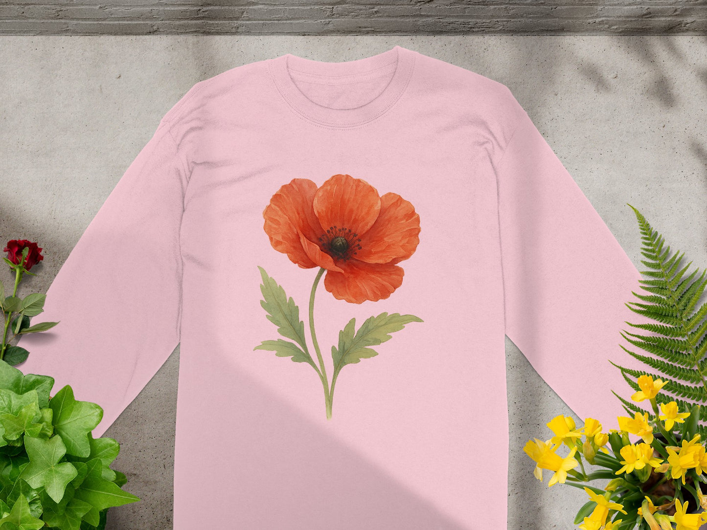 Long Sleeve T-Shirt with Red Poppy Flower product type