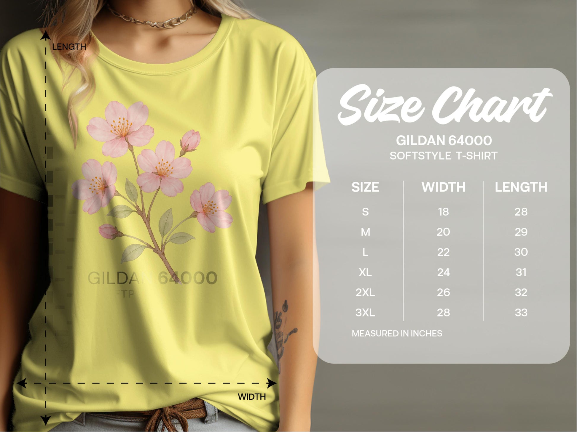 Gildan 64000 Softstyle T-Shirt Size Chart product type