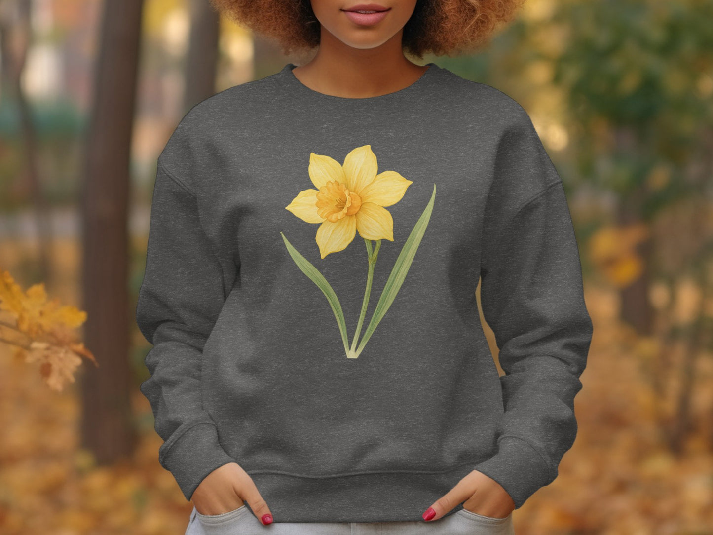 Cozy Sweatshirt Featuring Vibrant Yellow Flower Design product type