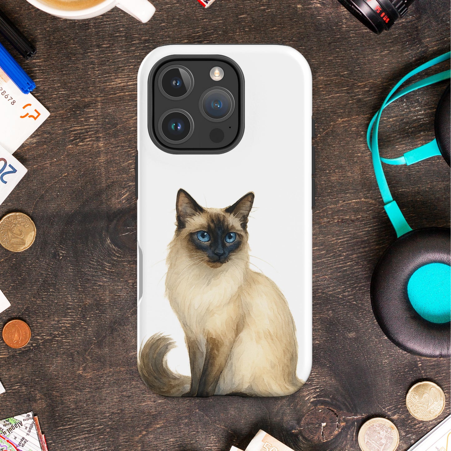 Handpainted Siamese Cat Design Phone Case product