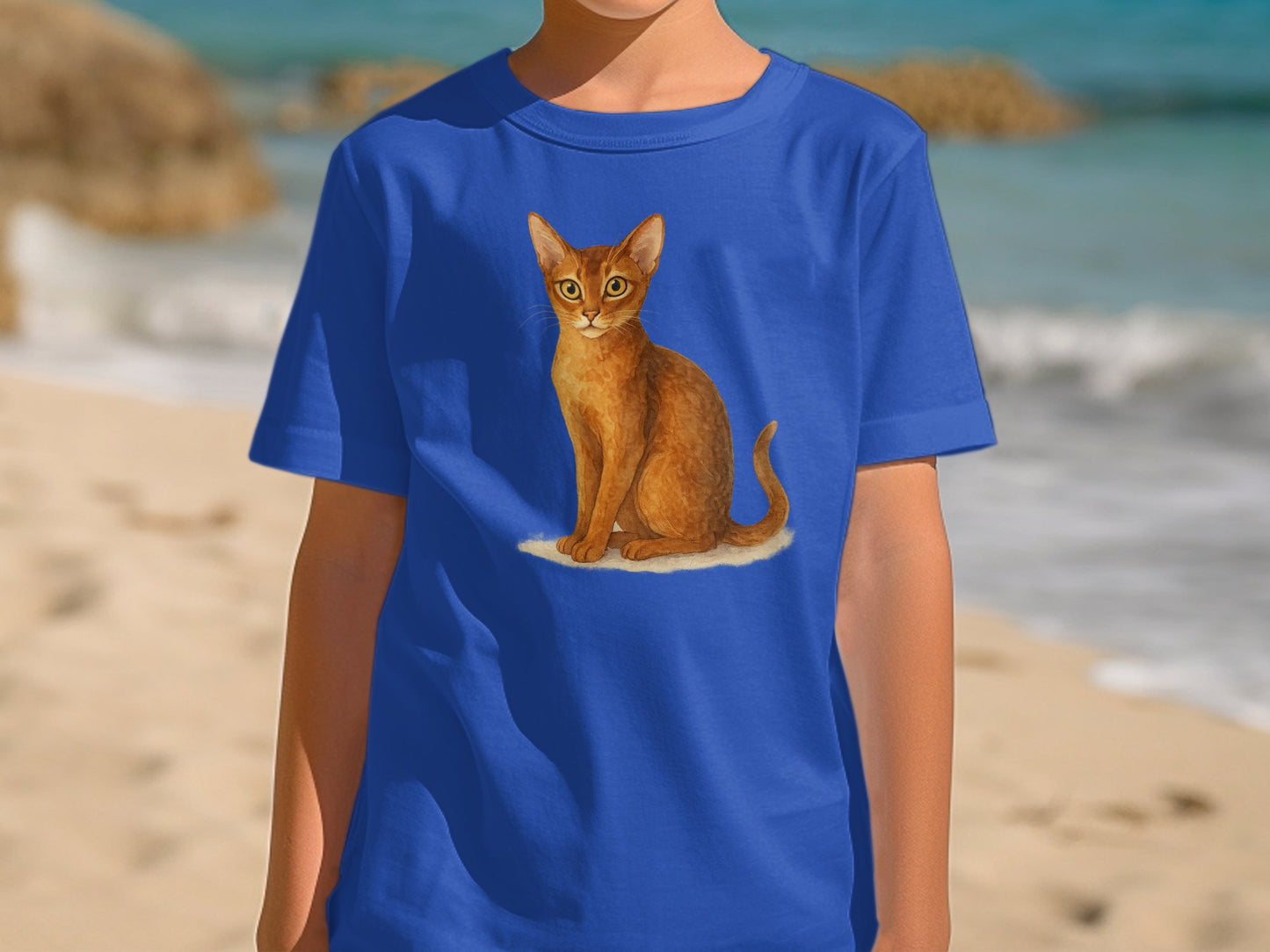 Blue T-Shirt with Cat Graphic Design product