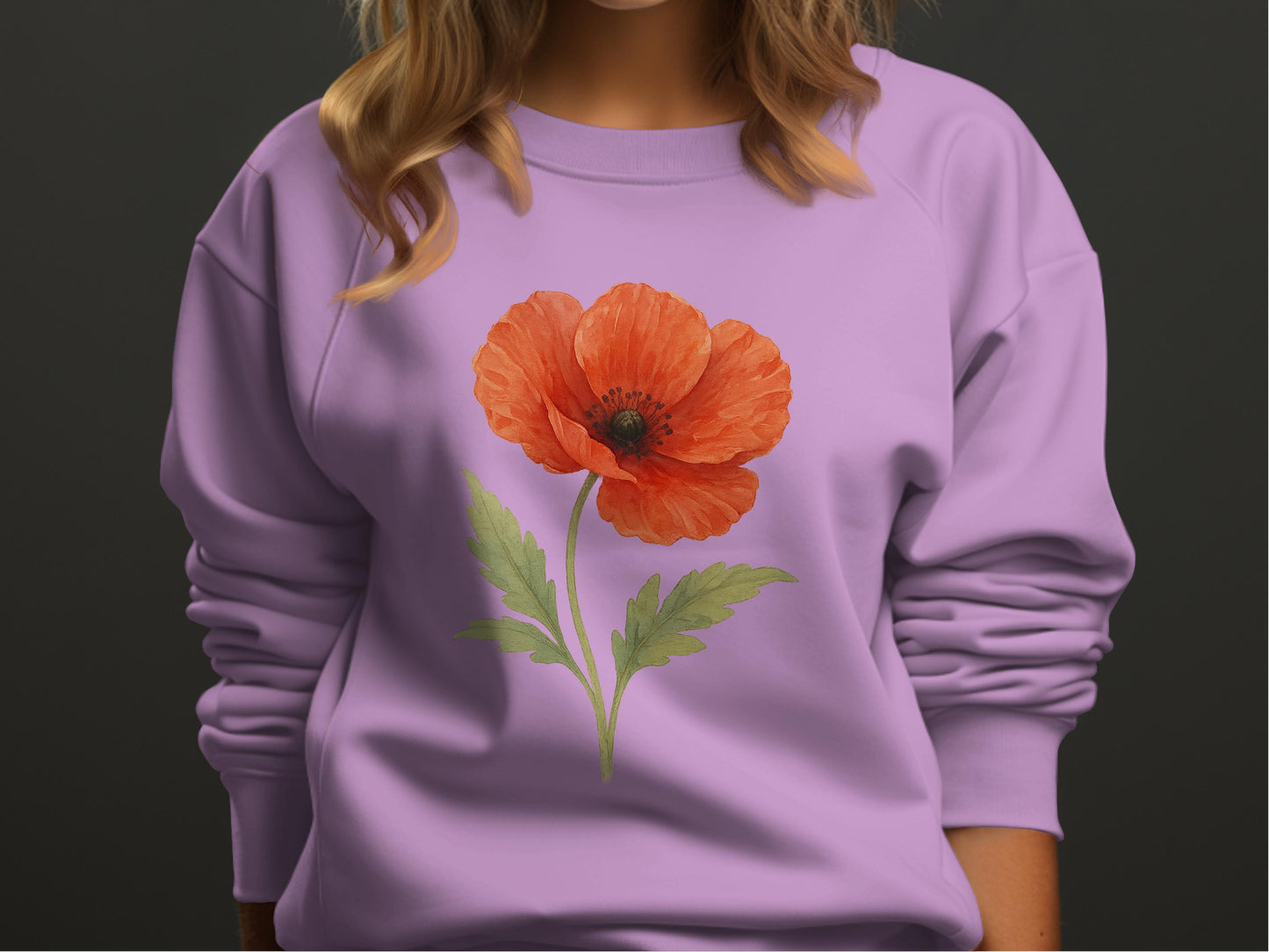 Vibrant Lilac Sweatshirt with Bold Red Flower product type