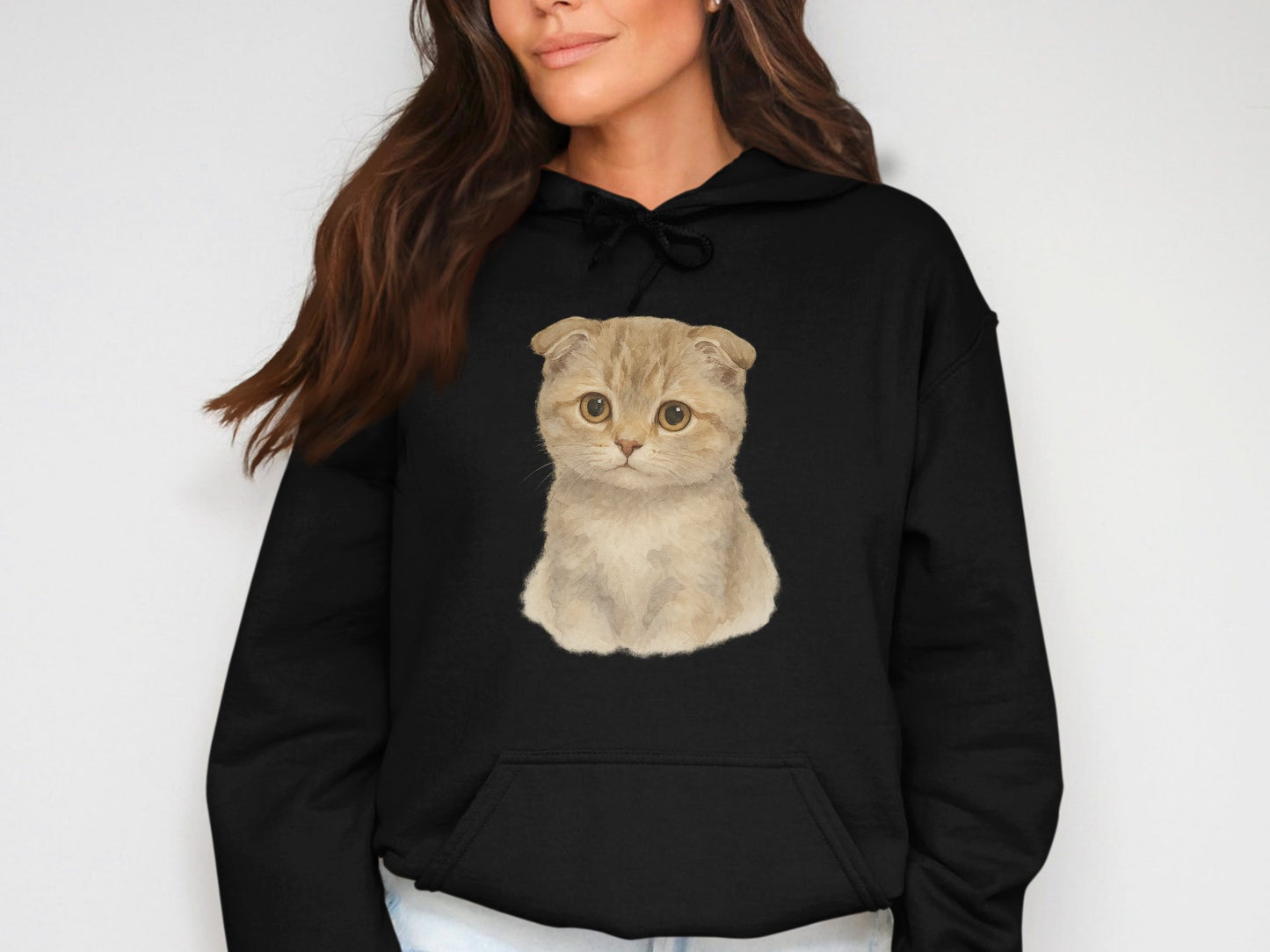 Cute Cat Portrait Design Black Hoodie product type