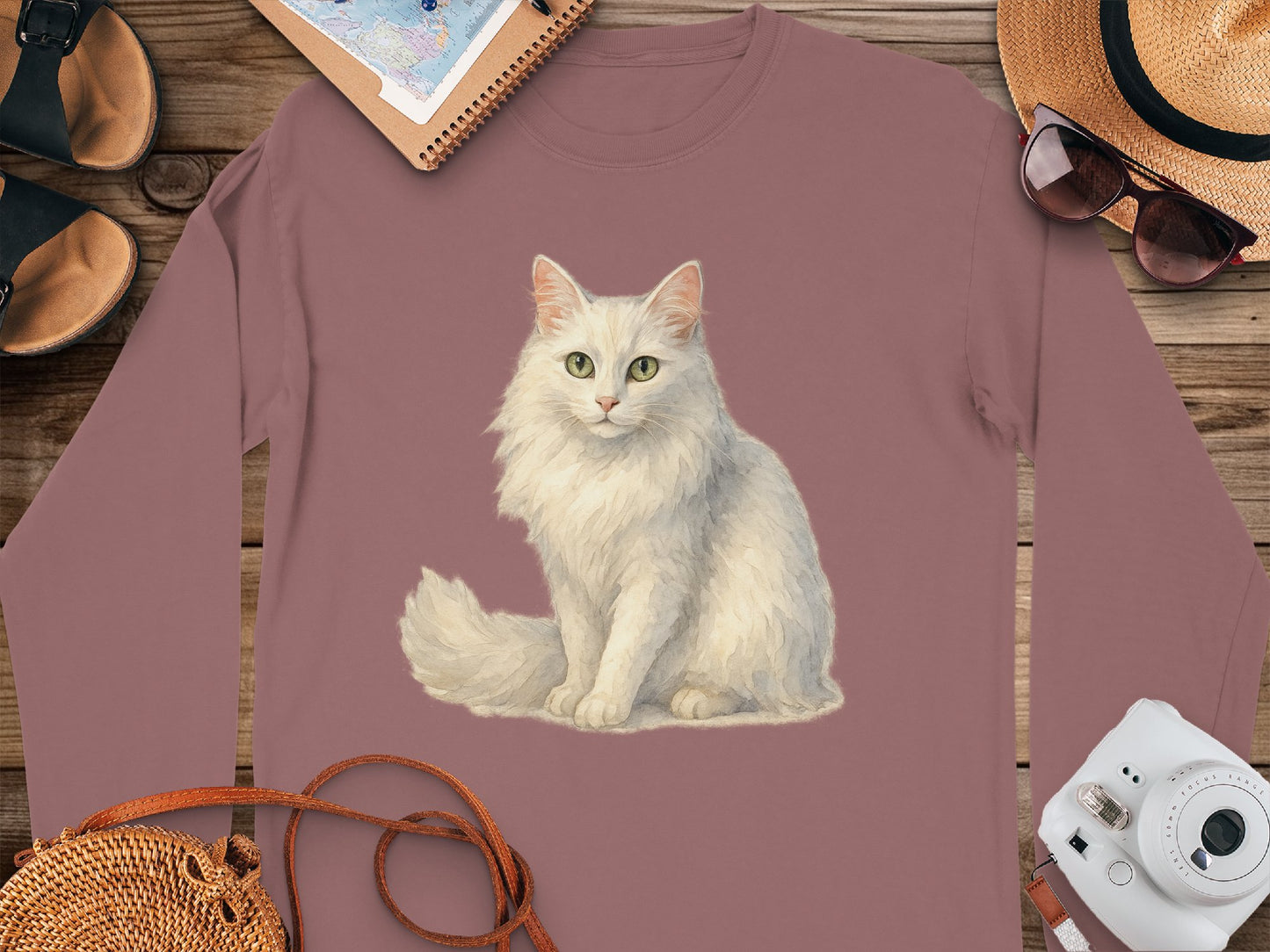 Cozy Long Sleeve Top with Adorable Cat Graphic product