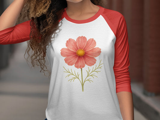 Beautiful Cosmea Flower Print Long Sleeve Shirt Product